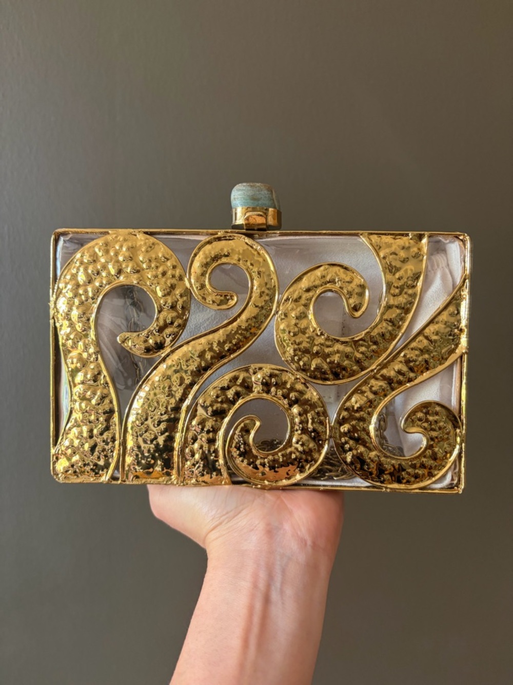 Gold Swirl Acrylic Box Clutch